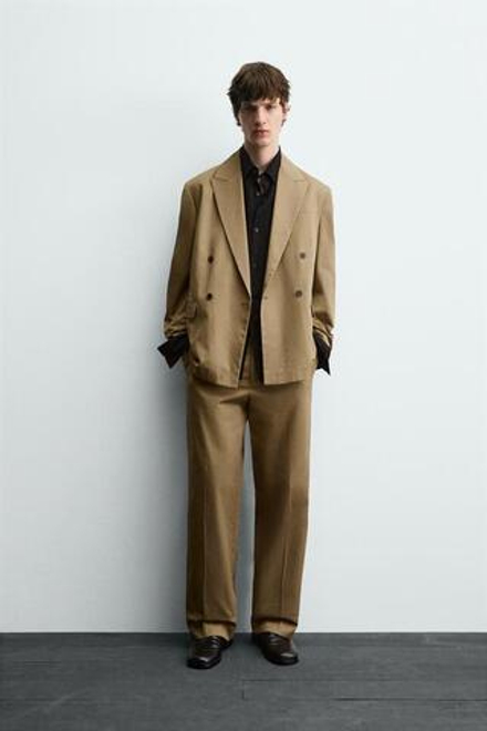 ZARA КОСТЮМНЫЕ БРЮКИ СО СКЛАДКАМИ LIMITED EDITION, РЫЖЕВАТО-КОРИЧНЕВЫЙ