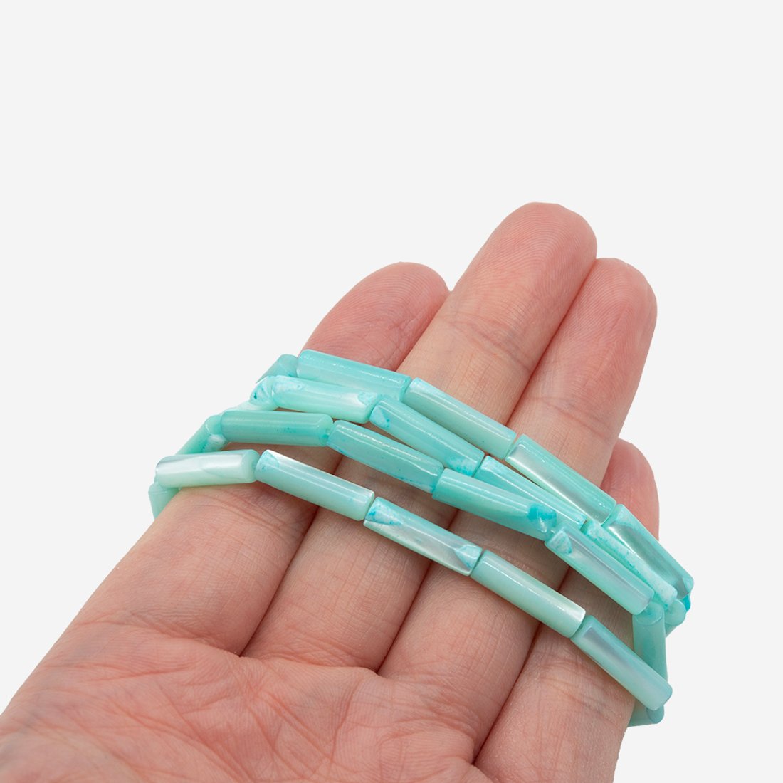 Перламутр морских ракушек, оттенок "Тиффани", трубочки 4*14мм