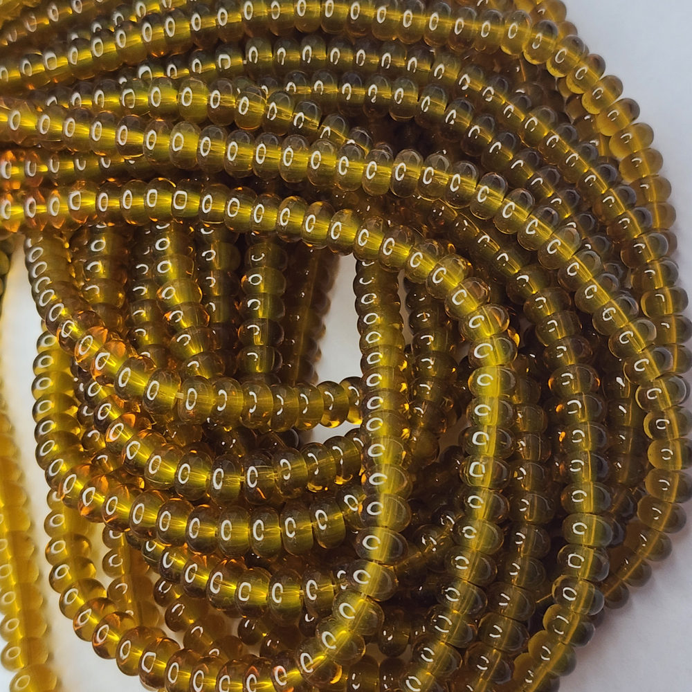 Стеклянный рондель, бусина проставка, цвет янтарный, р-р 8×4мм, цена за набор 20 шт