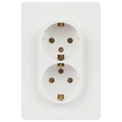 Розетка Intro Style 7-205-01 двойная с заземлением 2X2P+E Schuko, 16А-250В, IP20, СУ, белый | Intro