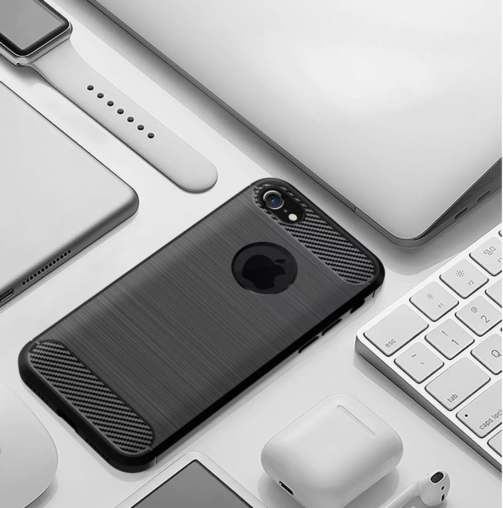 Чехол для iPhone 7 (iPhone 8) цвет Black (черный), серия Carbon от Caseport