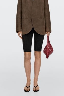 Massimo Dutti Сумка-круассан из плетеной кожи наппа, красный