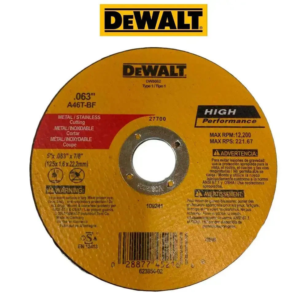 Круг отрезной по металлу для УШМ 125х1,0х22,23 Dewalt (10шт.)