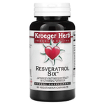 Kroeger Herb Co, Ресвератрол шесть, 60 вегетарианских капсул