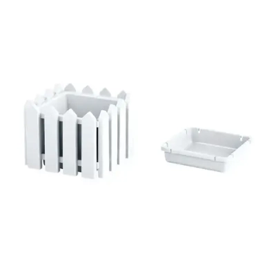 Кашпо Лардо квадратное малое белый 193х160мм