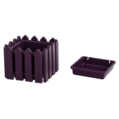 Кашпо квадратное малое "Лардо" с поддоном 19,5*19,5*15,6 цвет лиловый