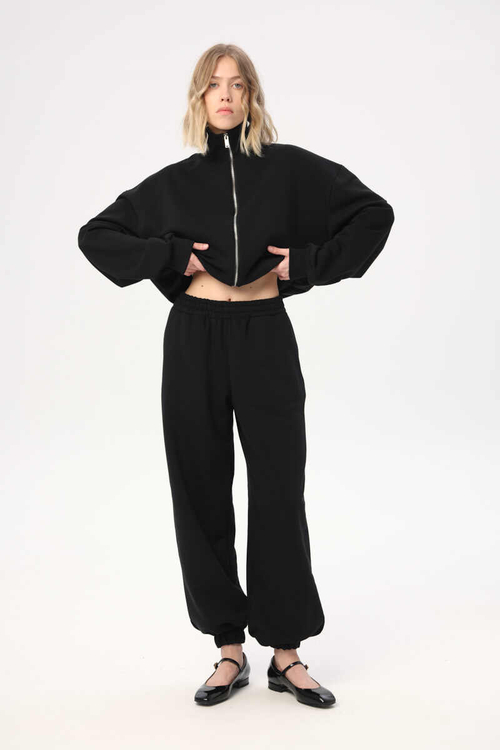 Кроп-худи унисекс б/н, пудра