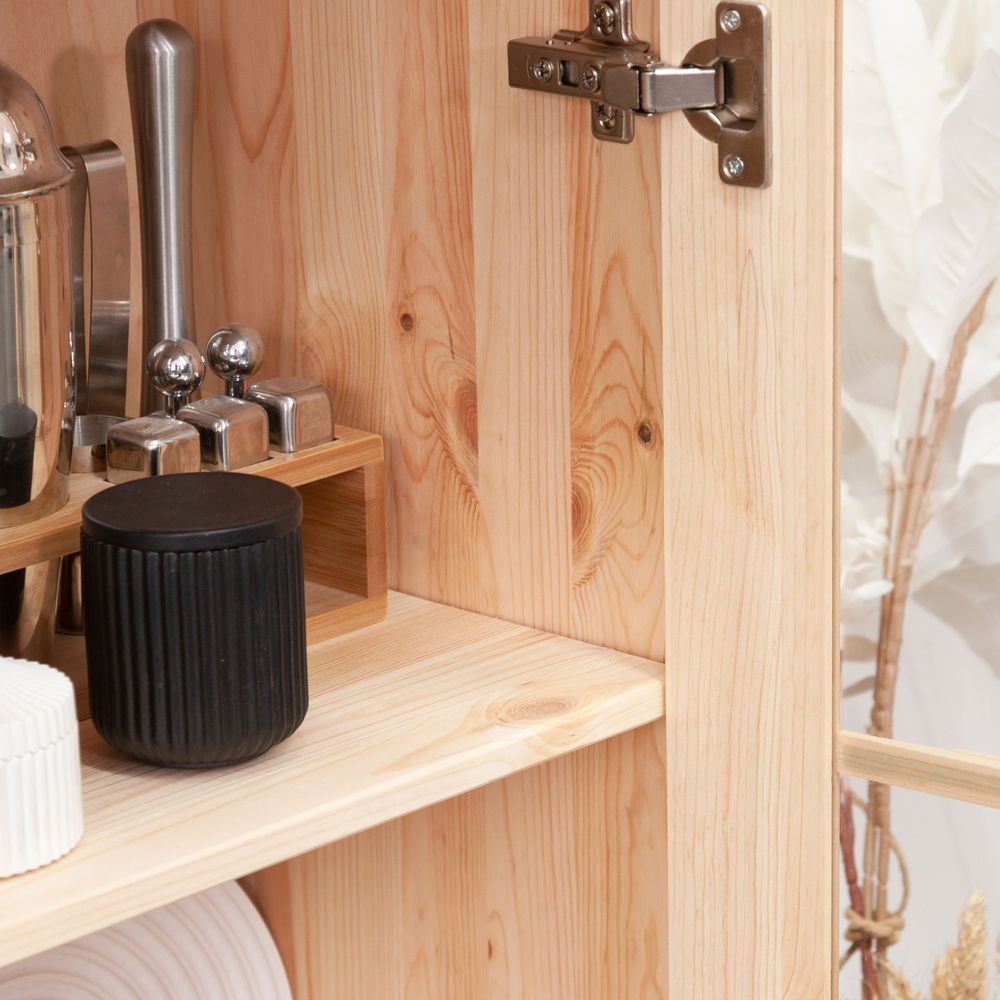 Комод Бритта 2 двери 3 ящика из массива сосны, 113х32х94 см, в натуральной отделке