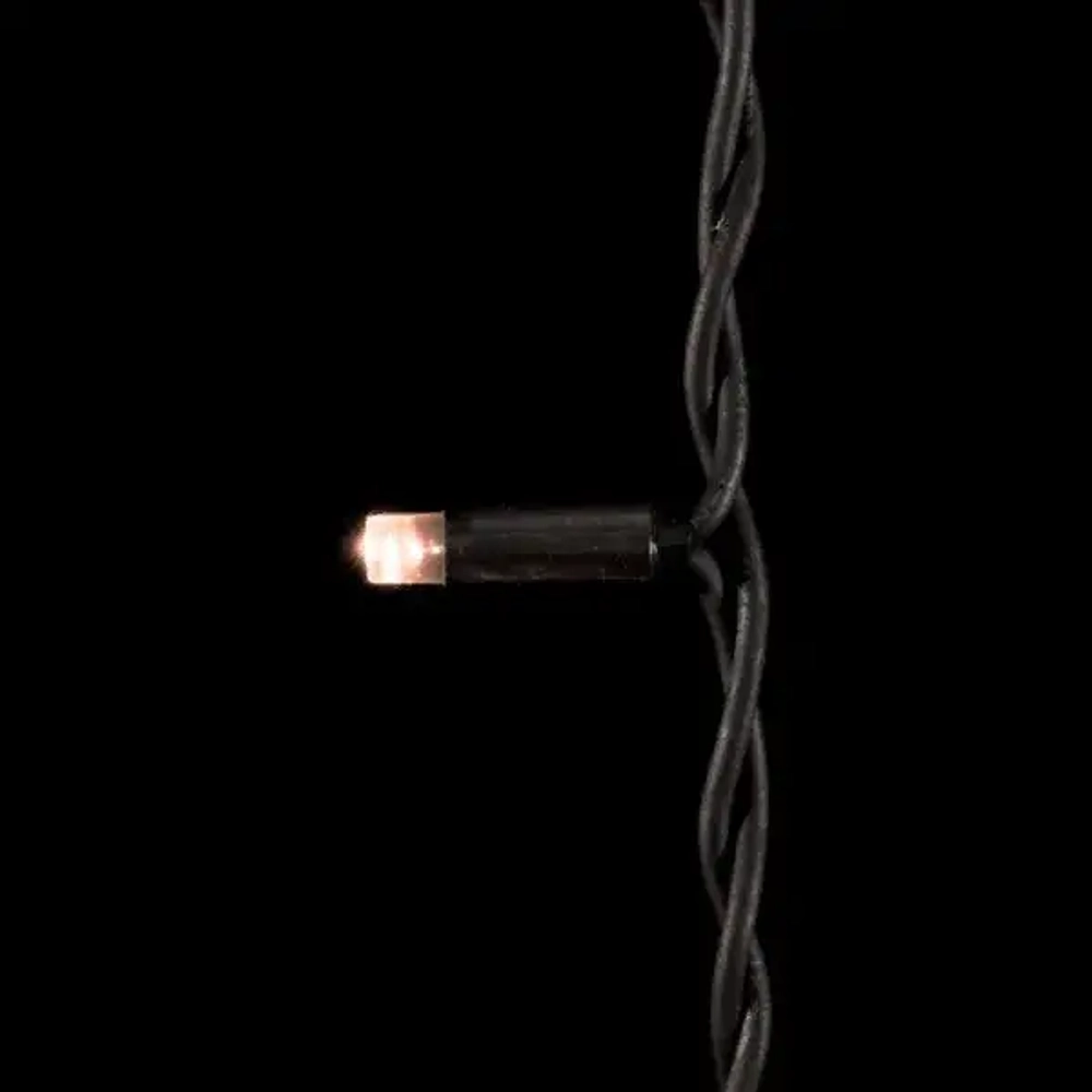 Светодиодная бахрома с колпачком 3,2*0,9 м., 168 экстра теплых белых LED ламп, мерцание, каучуковый черный провод, LTC (LL168BLW-1-2EWW)