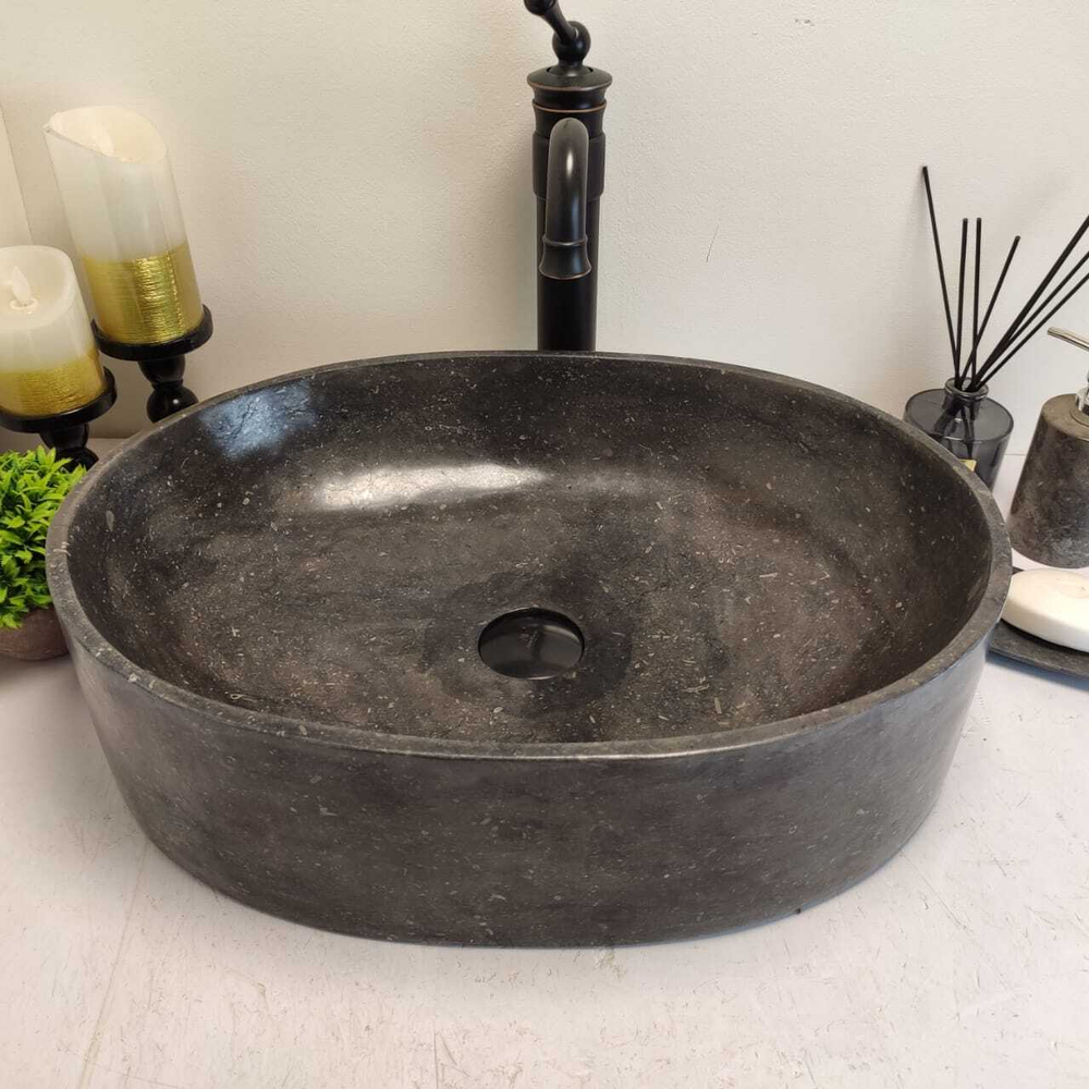 Раковина из мрамора Oval Black OM-60701 52*38*14