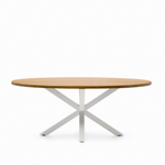 Овальный стол ARYA Argo из массива акации, белые стальные ножки 200x100