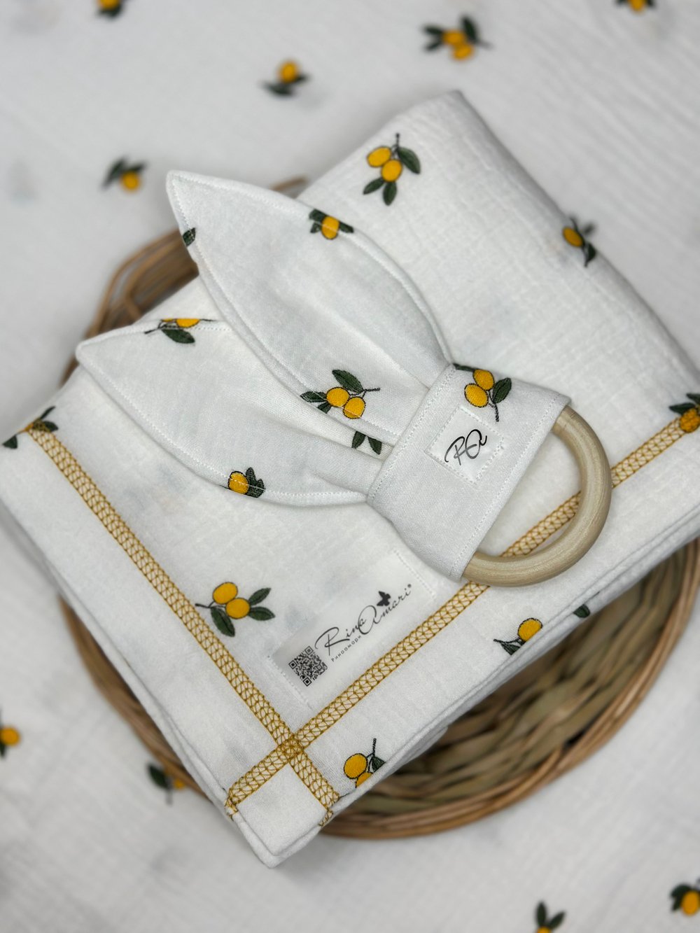 Муслиновая пеленка Лимончики 90*130 (+/-5см)