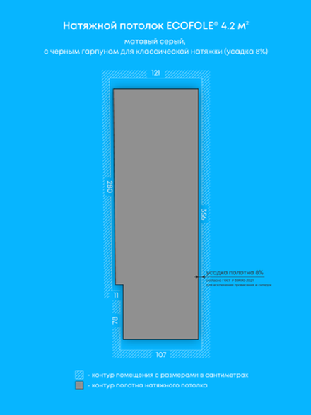 Натяжные потолки: 4.2 м2, 2.1 м2, 2.1 м2