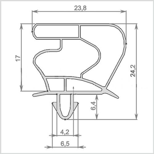 Уплотнитель для холодильного шкафа Ариада R1400M (глухой двухдверный) 1560*730 мм(023) по пазу
