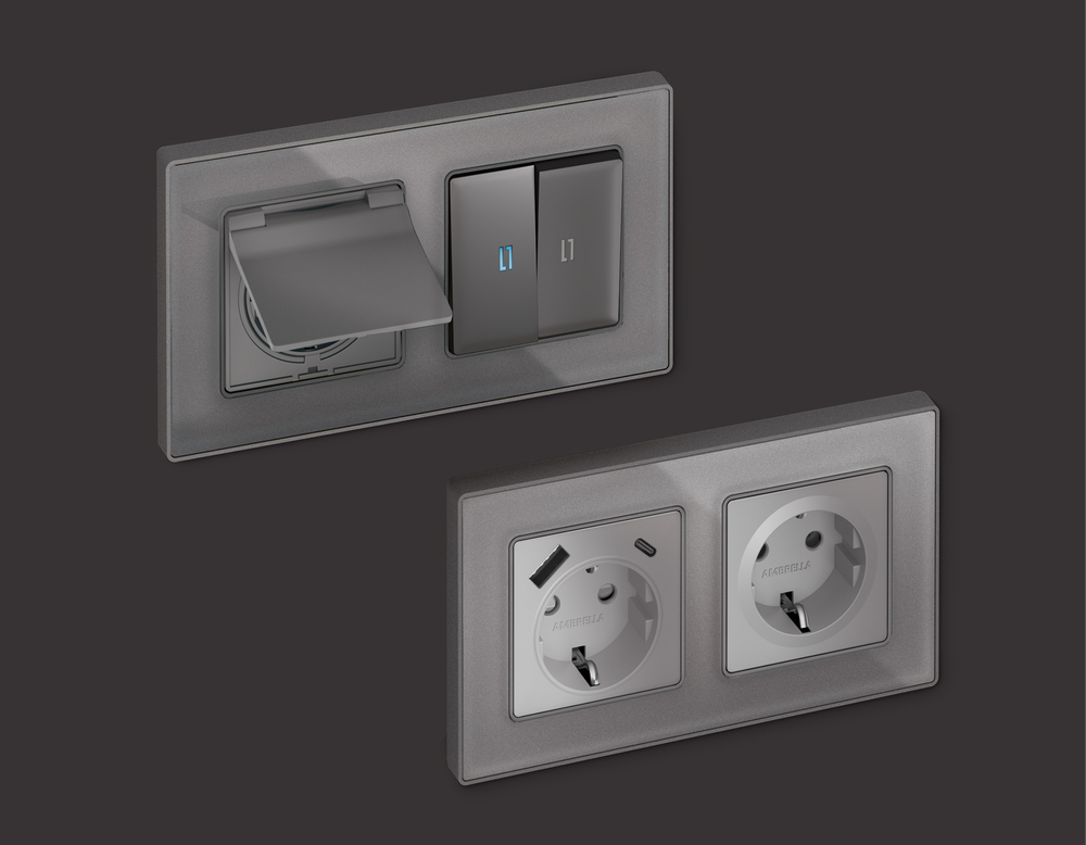 AF580653 Рамка ALFA Arctic (Антрацит серый Стекло органическое) 3-ая