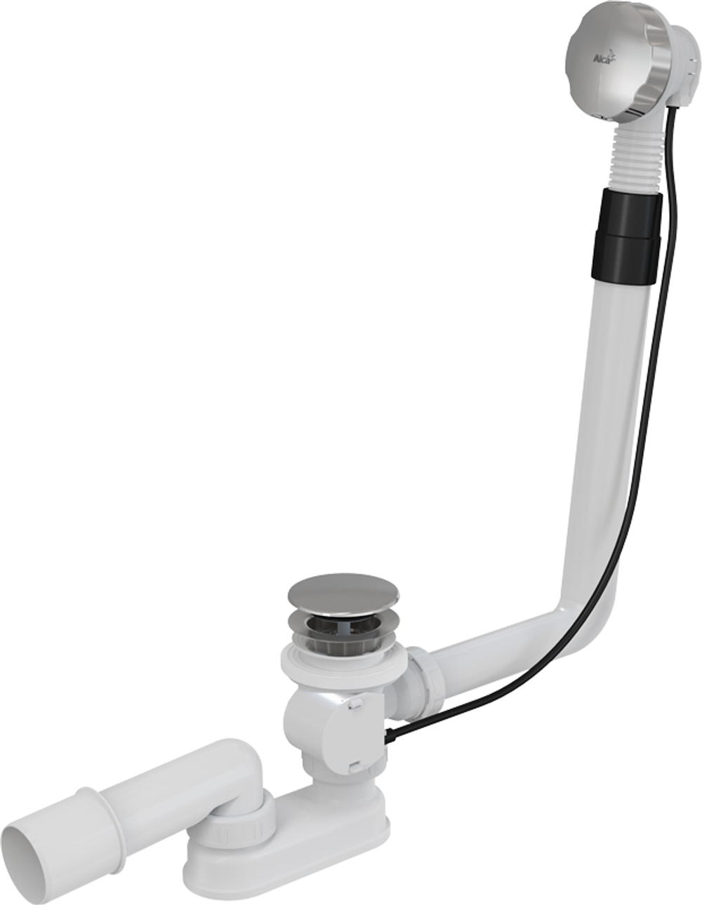 Сифон Alca Plast A550KM-120 для ванны автомат комплект металл/металл жёсткий, 120 см