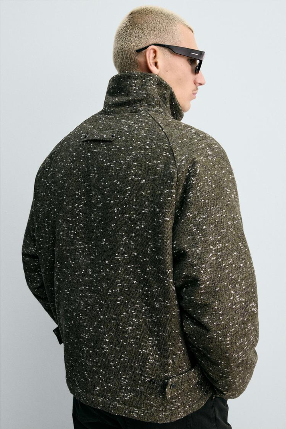 ZARA КУРТКА ИЗ ТКАНИ В ЕЛОЧКУ С РЕЛЬЕФНЫМ УЗОРОМ, ТЕМНЫЙ РЫЖЕВАТО-КОРИЧНЕВЫЙ