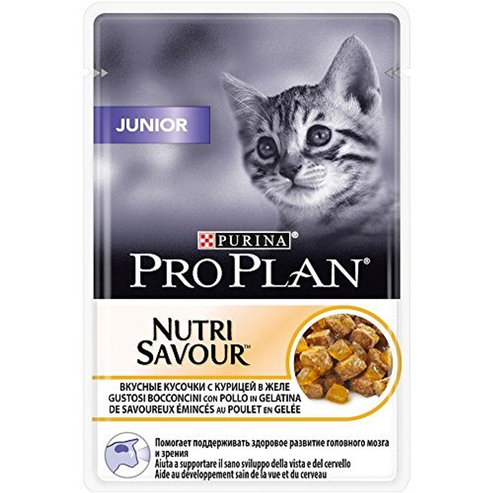 ProPlan 85г пауч NutriSavour Kitten Влажный корм для котят Курица (желе)