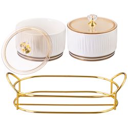 НАБОР БАНОК LEFARD "HERBAL" С ПЛАСТИК. КРЫШКОЙ 2 ШТ. 230 МЛ НА МЕТАЛЛ. ПОДСТАВКЕ (КОР=24НАБ.)