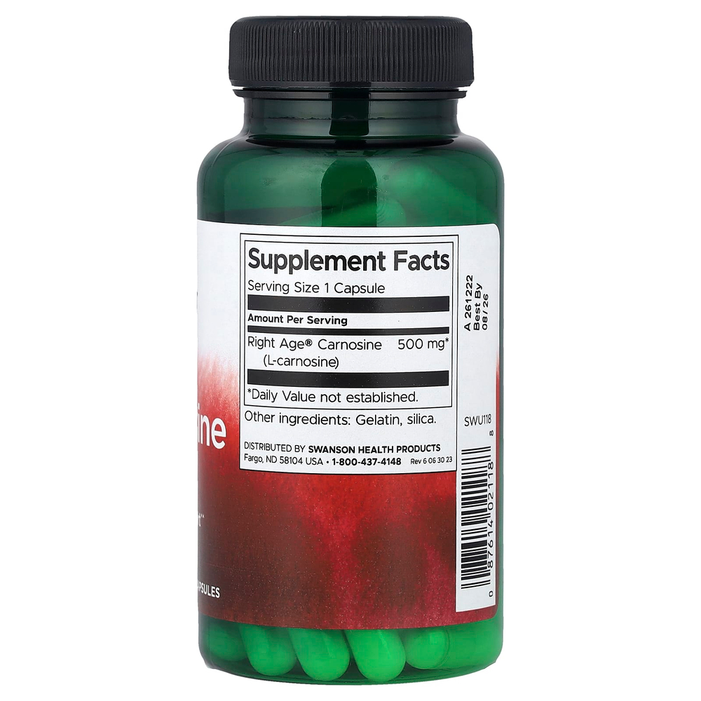 Swanson Vitamins, L-карнозин, 500 мг, 60 капсул