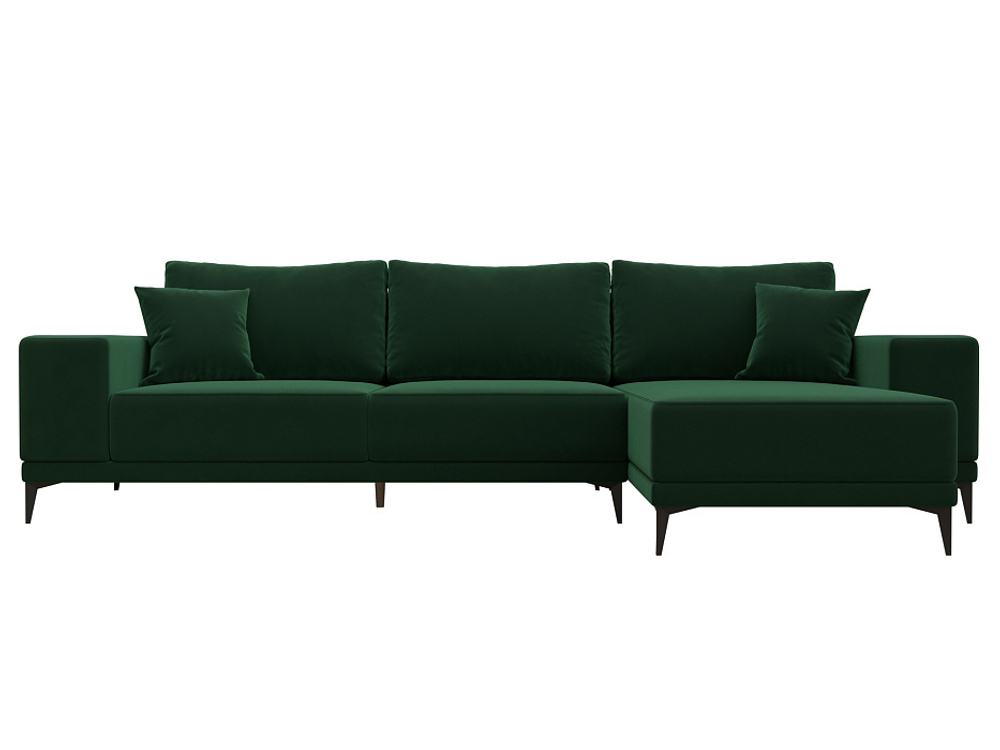 Диван угловой Льюес правый, Зеленый, Велюр, 122398