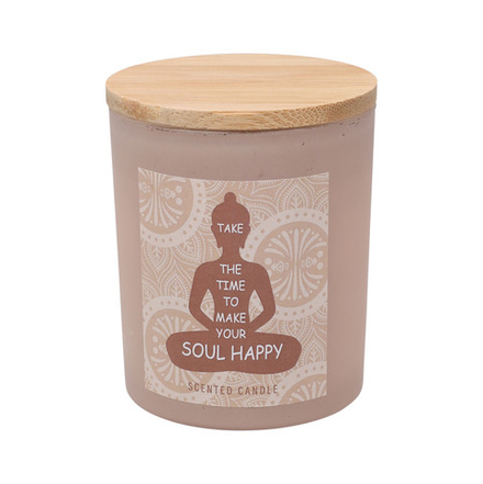 Аромасвеча в стекле с бамбук крышкой 7*8.5 см в ассортименте