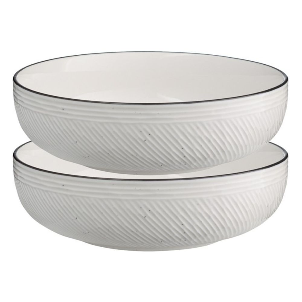 Набор из 2-х фарфоровых глубоких тарелок LJ_RI_PL18, 18 см, белый