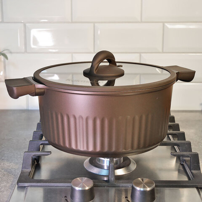 Кастрюля 4,2л Mokko Stella, а/пр литая со стеклянной крышкой