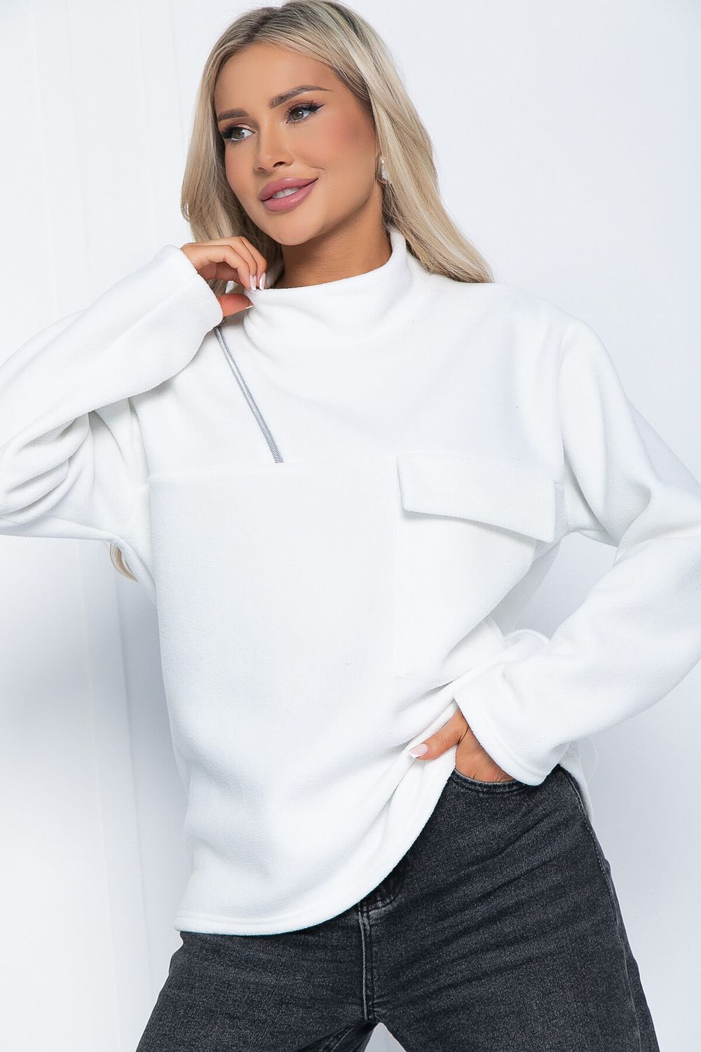 Свитшот Лори (белый) флисовый Б12555-7 LT Collection