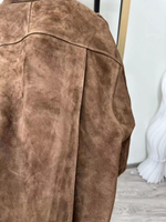 Бомбер "OVERSIZE" из замши "camel" с двойным воротником