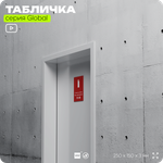 Табличка Огнетушитель, на дверь и стену, информационная и мультиязычная (русский, английский, китайский), серия GLOBAL, 25х15 см, Айдентика Технолоджи