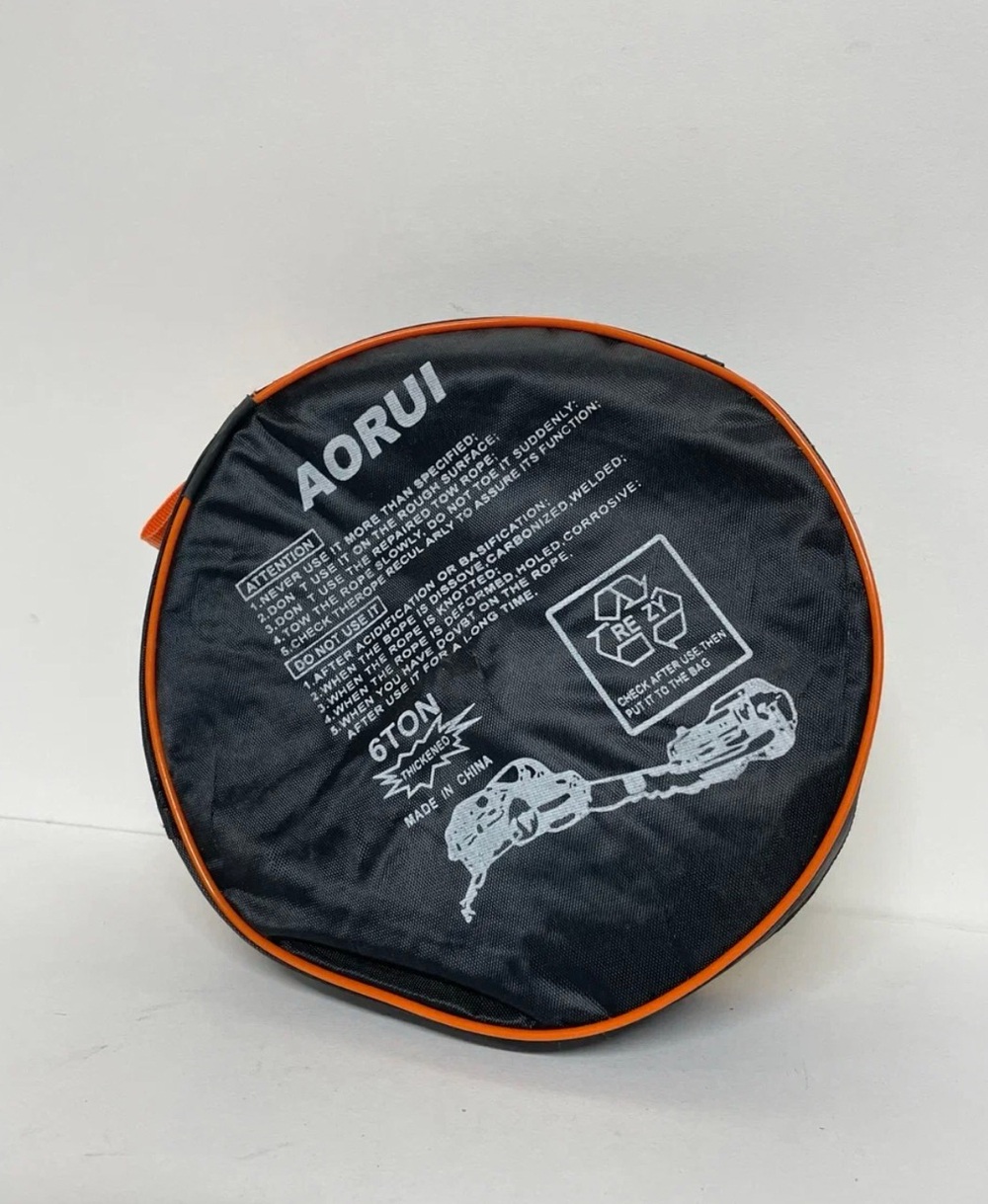 6Т-4.5М \ Трос буксировочный для автомобиля, 6 тонн, 4.5 метра, желтый, с крюками, AORUI, TG (1 шт.)