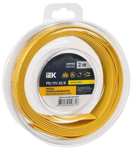 Трубка термоусадочная ТТУ нг-LS 12/6 желт. (уп.2м) IEK UDR12-012-006-002-K05-T
