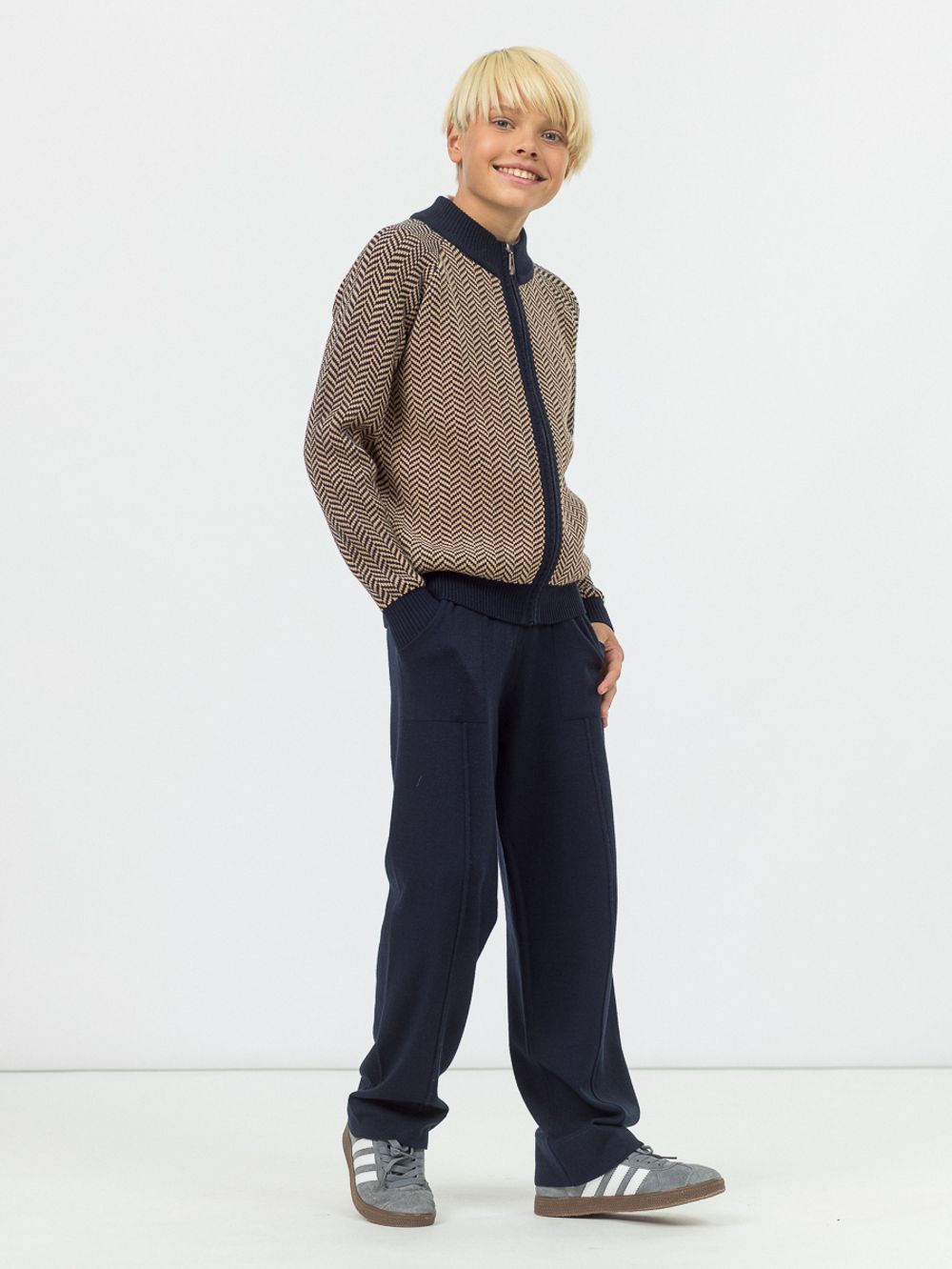 Кардиган для мальчика на молнии AT725 синий-сахара
