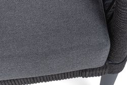 "Канны" лаунж-зона 4-местная (разборная) из роупа со столиком "Диего" цвета "серый гранит", роуп темно-серый круглый, ткань темно-серая