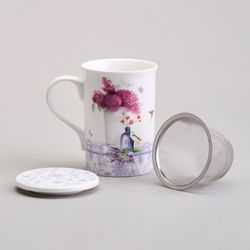 КРУЖКА ЗАВАРОЧНАЯ С МЕТАЛЛ. СИТОМ И ФАРФОР. КРЫШКОЙ 320 МЛ