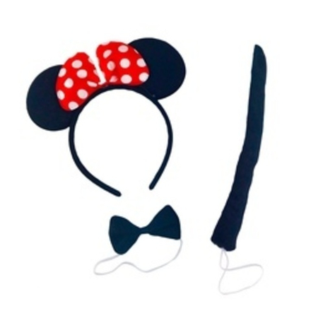 Набор "Мышка" Черный (ободок, бант, хвост)