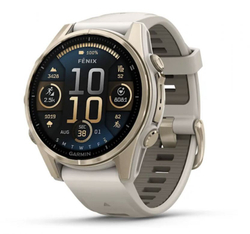 Умные часы Garmin Fenix 8, 43 мм, AMOLED, Sapphire Soft Gold with fog Gray/Dark sandstone silicone band