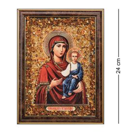 AMB-03/ 7 Икона Божией Матери «Смоленская» (с янтарной крошкой) H-24см