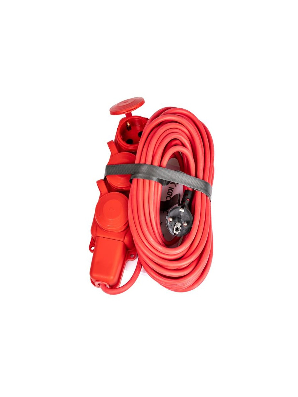 Удлинитель на каучуковой колодке 3х10м 16А IP44 250В 4кВт каучук КГ 3х2.5 красн. УХз16 Россия КОСМОС YKsm10m-3g(16A)KG-R