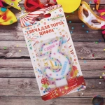 Свеча для торта Цифра Яркие краски «3» 6 см