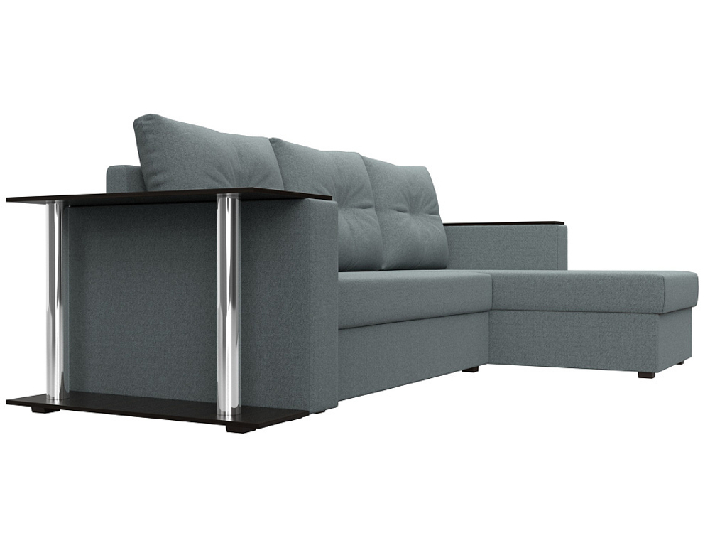 Диван угловой Атланта со столом правый угол, Амур 07 серый, Рогожка, 121164