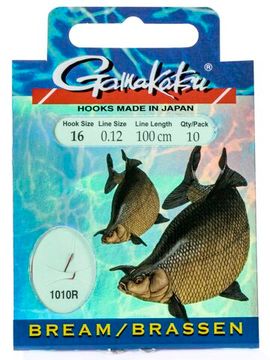 Крючки с поводком Gamakatsu BOOKLET BREAM 1010R разм. 16-0.12мм 100см 10шт.