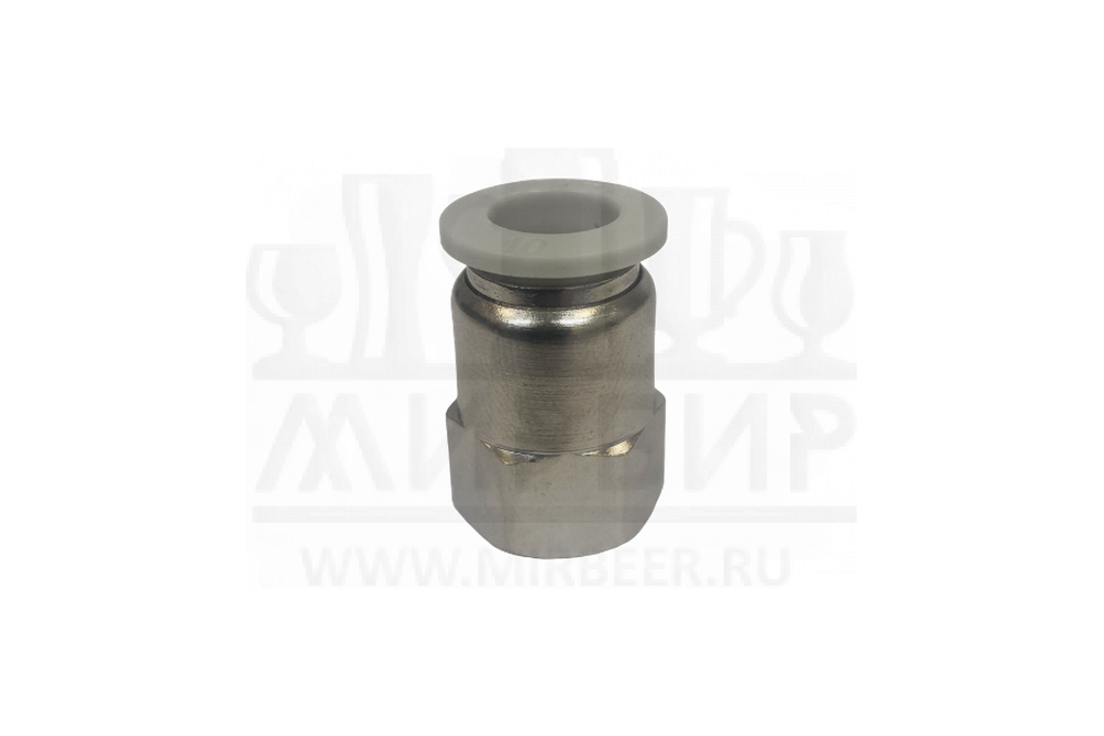 Фитинг 1/4" для пневмошланга 10*6 мм, внутренняя резьба, никель