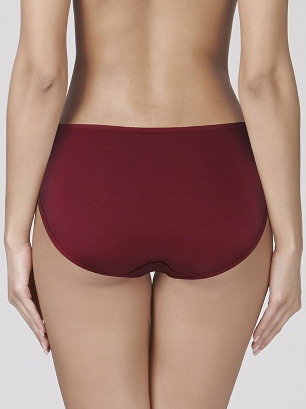 Хлопковые трусики-слипы со средней линией талии (Размер: L) (Цвет: серый)