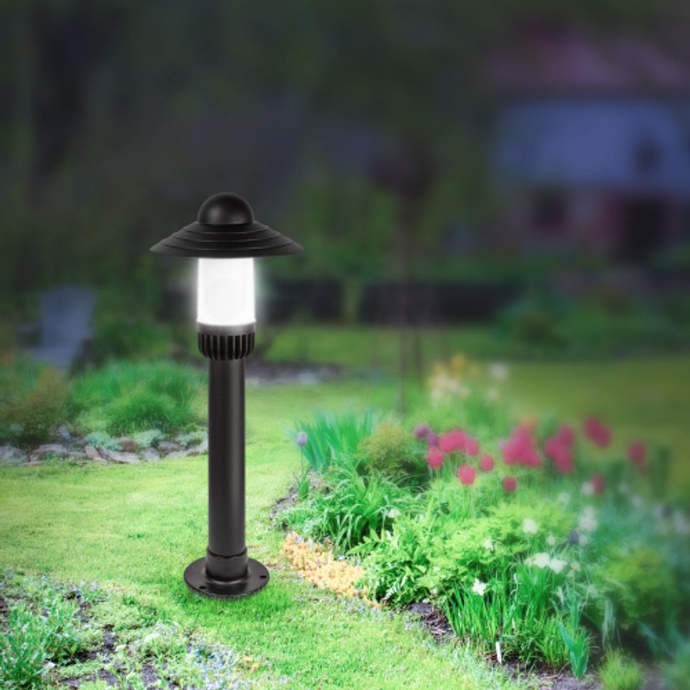 Садово-парковый светильник ЭРА НТУ 01-60-008 Поллар напольный черный IP54 Е27 max60Вт h660мм | Садово-парковые светильники