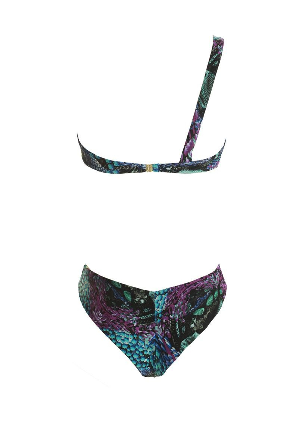 Совместный купальник-монокини со змеиным принтом (Размер: B/S) (Цвет: голубой)