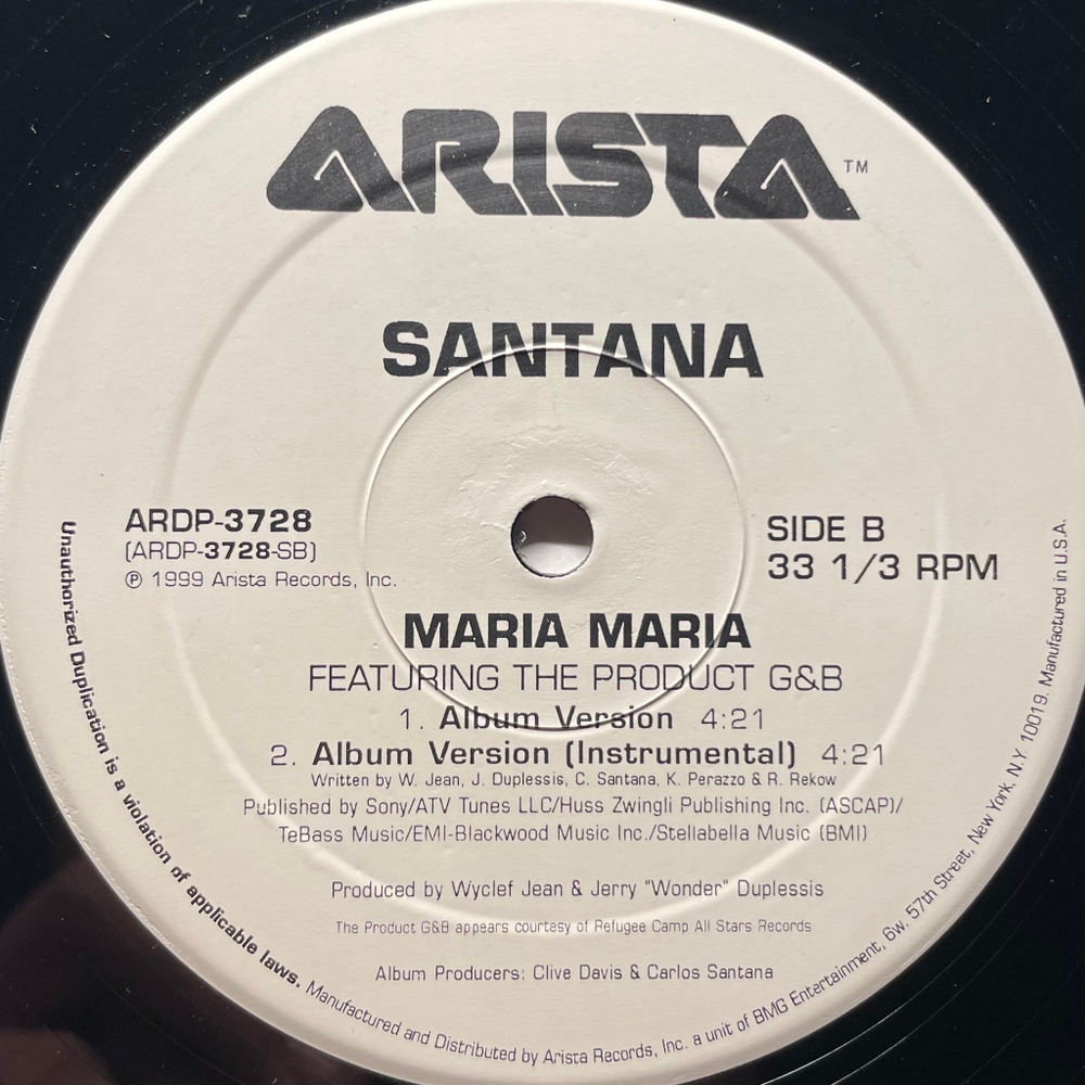 Santana Featuring The Product G&B ‎– Maria Maria (США 1999г.) EP