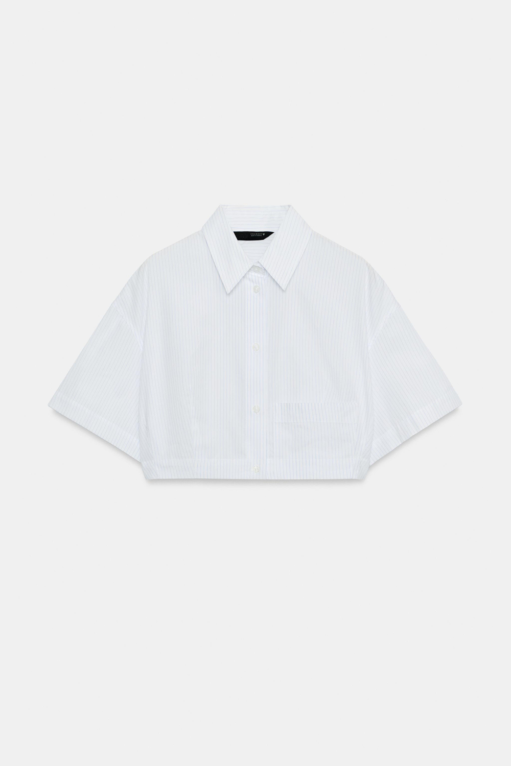 ZARA УКОРОЧЕННАЯ РУБАШКА ИЗ ПОПЛИНА В ПОЛОСКУ, СИНИЙ/БЕЛЫЙ