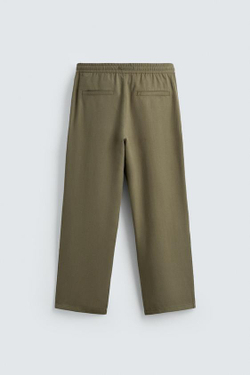 ZARA СТРУЯЩИЕСЯ БРЮКИ RELAXED FIT, ОЛИВКОВЫЙ